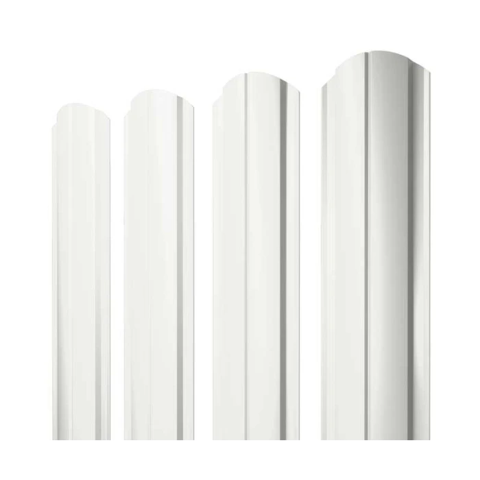 Штакетник Полукруглый Slim фигурный Grand Line 0,45 Полиэстер RAL 9003 Сигнальный Белый